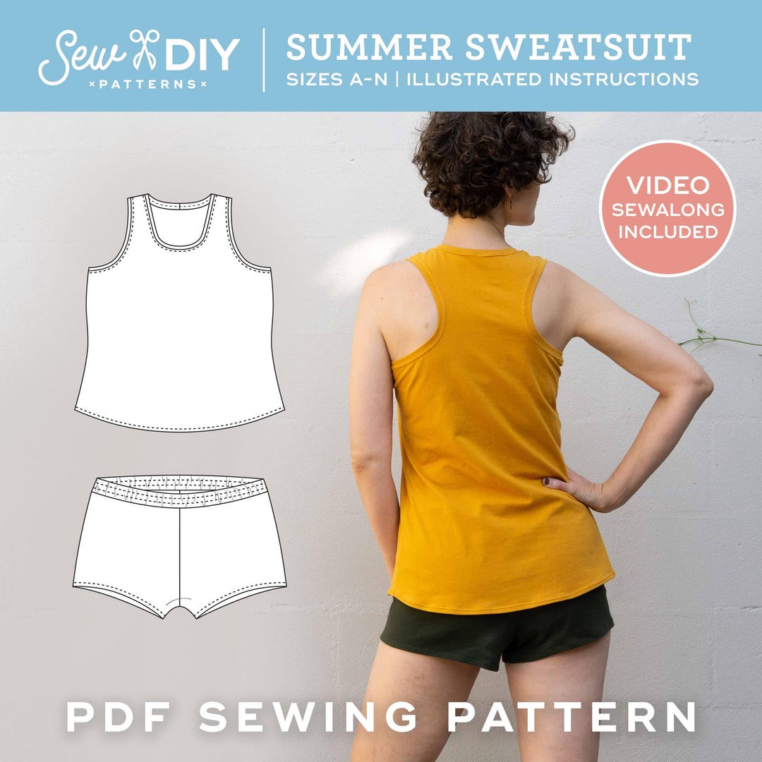 Racerback Tank Top & Shorts Sewing Pattern: Summer Sweatsuit PDF ...
