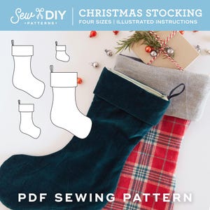 PDF Multi-Size Christmas Stocking pattern | Instant Download Instruction E-book and Video Tutorial | DIY | 4 Sizes