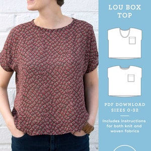 Box Top Pattern Oversized Blouse Lou Box Top PDF Sewing Pattern DIY ...