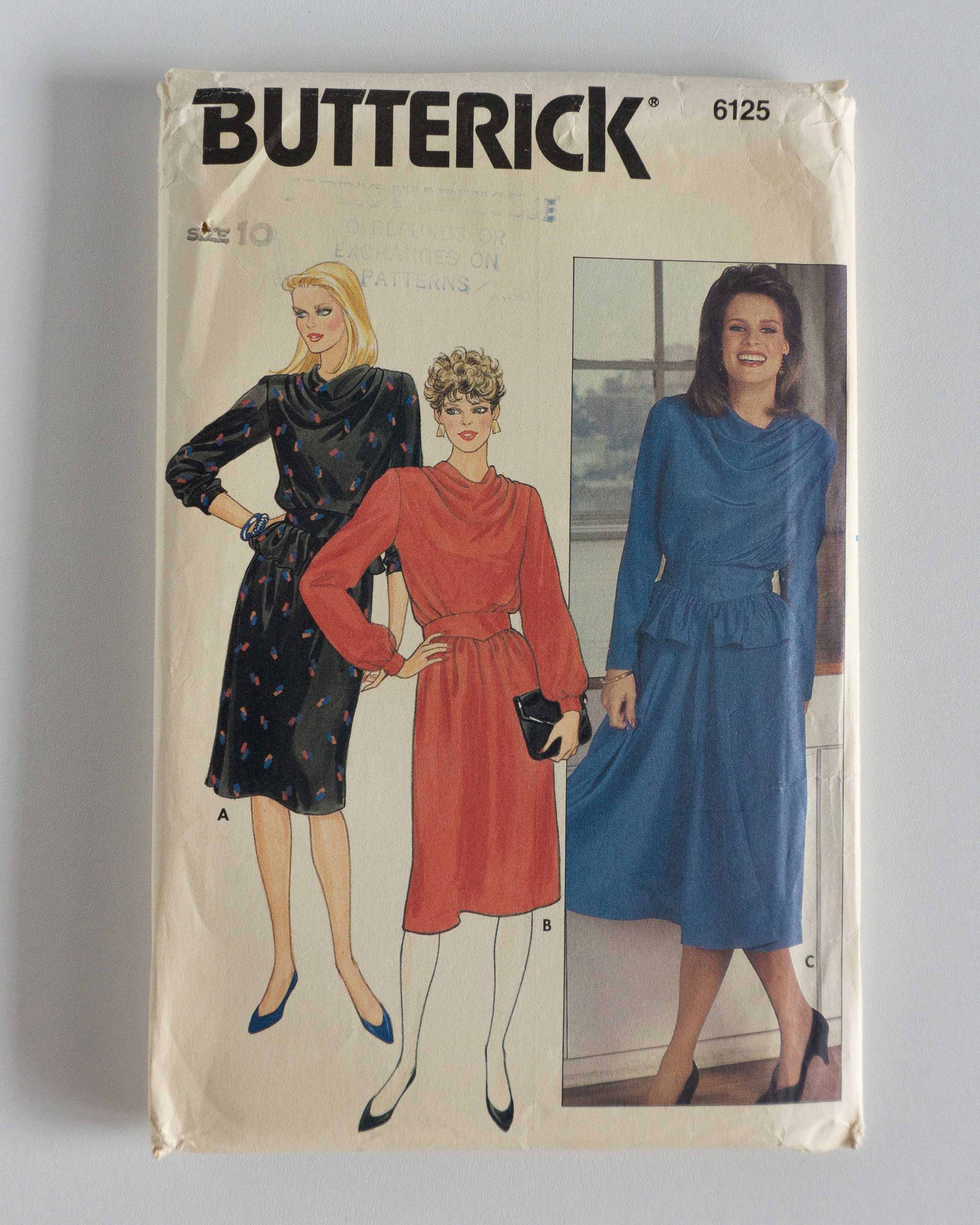 Butterick 6125 UNCUT 1980s Cowl Neck 