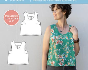 Miri Woven Tank Top Sewing Pattern: Beginner Friendly, Sizes 0-32 (PDF Pattern)