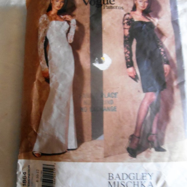Vogue 1864 Badgley Mischka Misses / Misses Petite Dress Sewing Pattern Pattern has been CUT Size 8 10 12