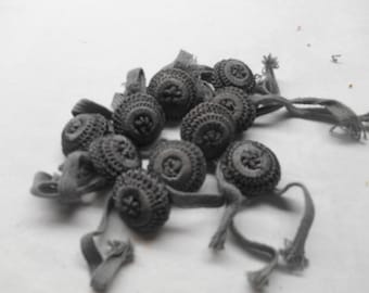 Vintage Crochet Dark Gray Buttons x 6