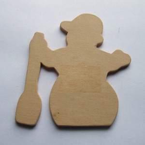 Snowman Wood Cutout, diy Unfinished Snowman with Hat and Broom x 12