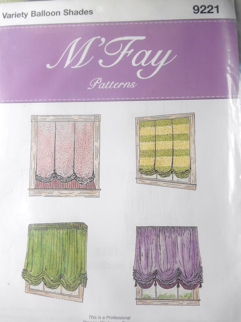 M Fay Professional Patterns 9221 Variety Balloon Shades Etsy