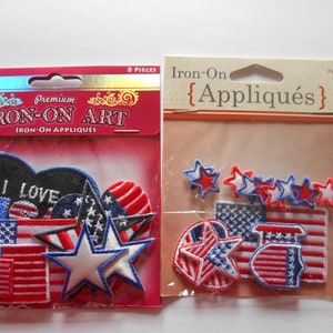 Premium Set of Patriotic Appliques Flags USA Stars