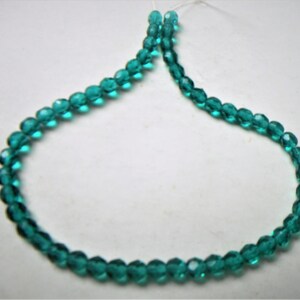 Vintage Translucent Green Faceted Round 6mm Czech Beads 25 Beads