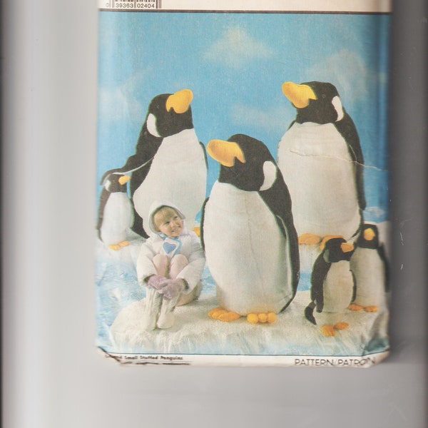 Vintage Simplicity 8212 Large and Small Plush Toy PENGUINS Pattern 22 and 41 Inches Life Size Vintage Stuffed Animal Sewing Cut