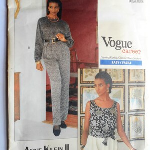 Anne Klein Vogue Career Sewing Pattern 2436 Misses, Petite Top, Pants and Sash Size 12 14 16 Uncut