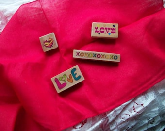 Love and Heart Rubber Stamps /Lot of 4