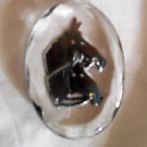 Two Horse Head Vintage Beveled Edge Intaglio Cabochon 30 x 40 mm  # YY