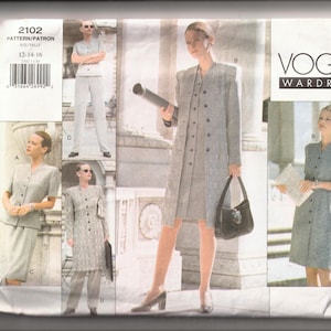 Vogue 2102 Vogue Wardrobe Jacket Dress Top Shirt & Pants Pattern  Size 12 14 16 Uncut