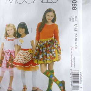 McCall&#39;s Sewing Pattern  M6066 Girl&#39;s Skirts, Leggings and Appliques Children&#39;s, (7-8-10-12-14) Girl&#39;s UNCUT