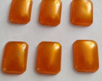 Cabujón rectangular con respaldo plano, color naranja, vintage, 22 x 12 mm