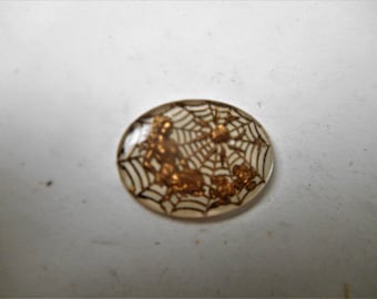 Vintage German Glass Reverse Intaglio Cabochon - Woman and Spider - Arachne - Athena - 24 x 18 mm  #PP