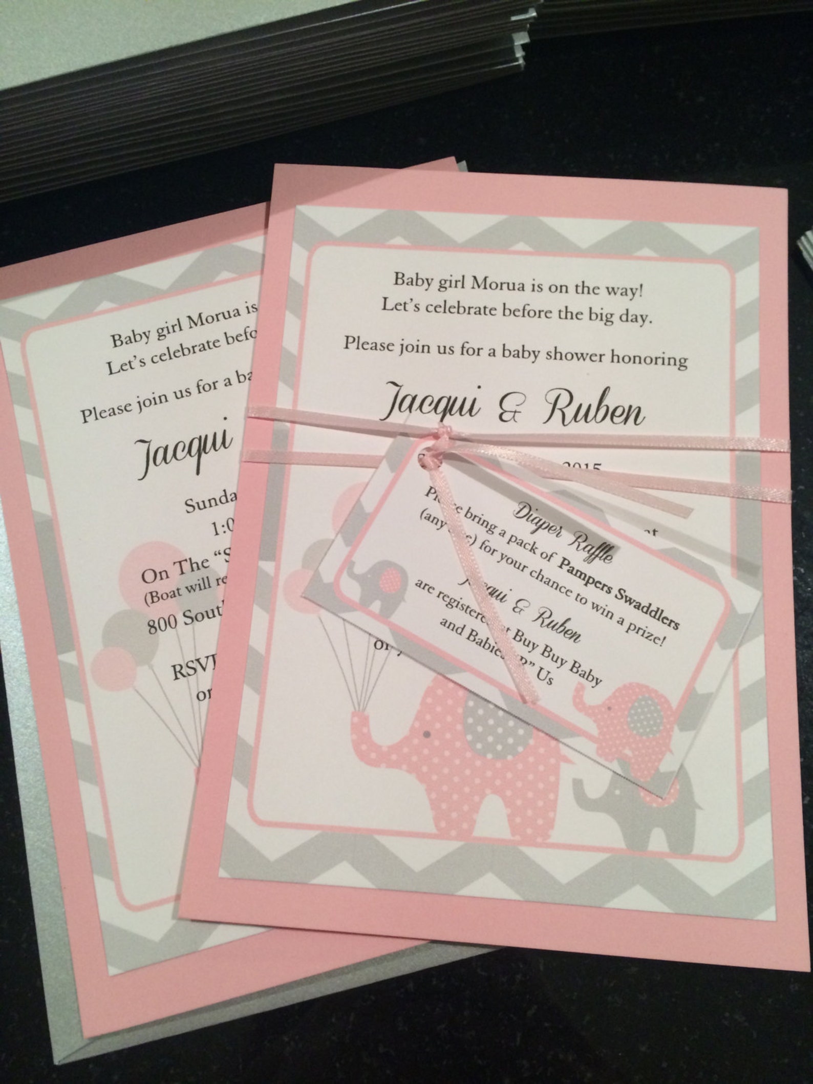 Chevron Gray and White Elephant Baby Shower Invites Etsy