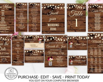Rustic Wedding Invitation Printable Country Wedding Etsy