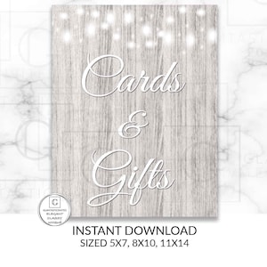 Printable Wedding Sign, Cards and Gifts Sign, Rustic Wedding Sign, Printable Sign, Wedding Sign, Rustic Wedding, Wood Sign, Digital Sign