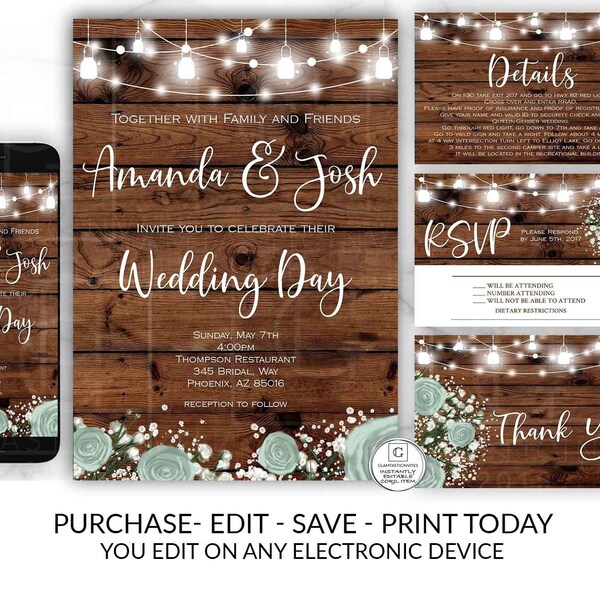 Mint Green Invites - Etsy