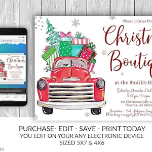 Christmas Boutique Flyer, Holiday Market Flyer, PTO PTA Holiday Fundraiser Christmas Holiday Event Printable Invitation Electronic DIY Xmas