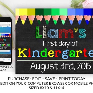 学校の初日の看板テンプレート、新学期、印刷可能な黒板ポスター、学校の初日の黒板、即時ダウンロード、DIY、編集
