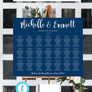 Blue Wedding Seating Chart Template Wedding Seating Chart - Etsy