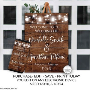 Printable Rustic Wedding Welcome Sign, Wedding Sign Template, Editable Welcome Sign, Country Farmhouse Welcome, DIY Wedding Sign, Welcome