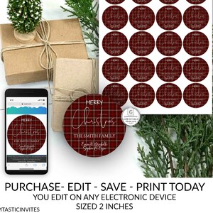 Personalizable Christmas Gift Tags, Printable Christmas Tags, Editable Christmas Template, Instant Download, Buffalo Plaid, Gift Tag, DIY