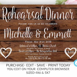 Wedding Rehearsal Invitation, Rustic Rehearsal Dinner Invitation,Rehearsal Template, Editable, Instant Download, Printable, Rehearsal Invite