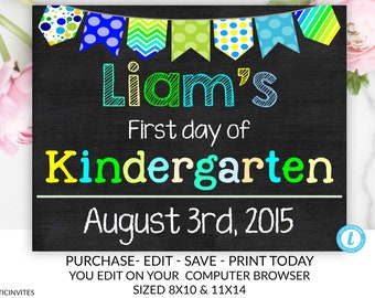 first day of school chalkboard sign template printable etsy