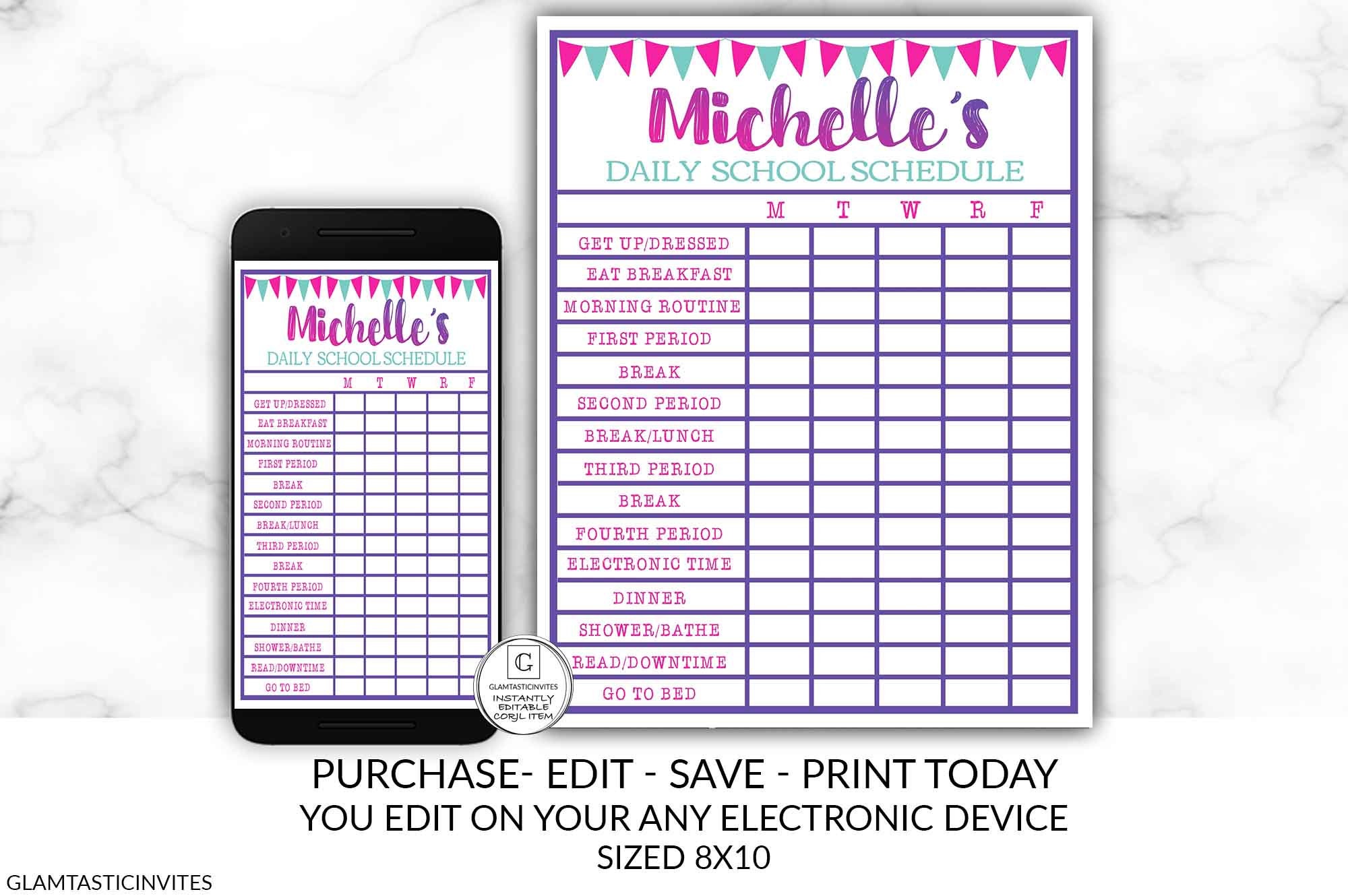 Printable Daily Homeschool Schedule Editable School Chart - Etsy