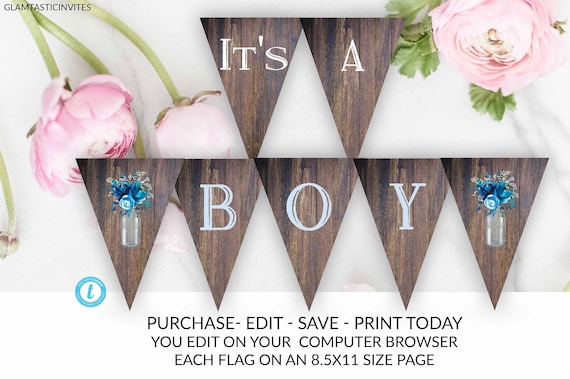 Baby Shower Banner Template YOU EDIT It s A Boy Template Rustic Baby baby-shower-banner-template-you-edit-it-s-a-boy-template-rustic-baby