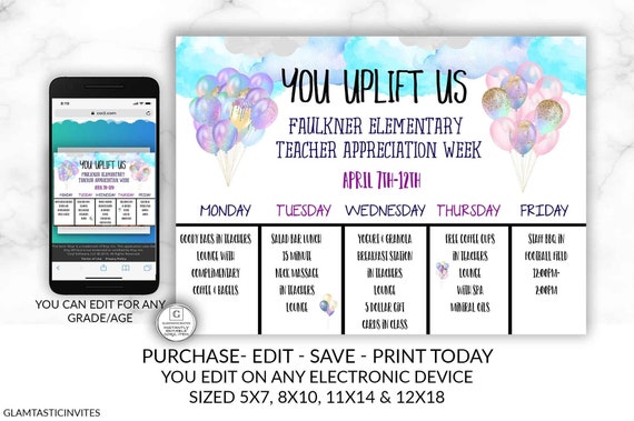 UPLifting Teacher Appreciation Chalkboard Sign Template Template
