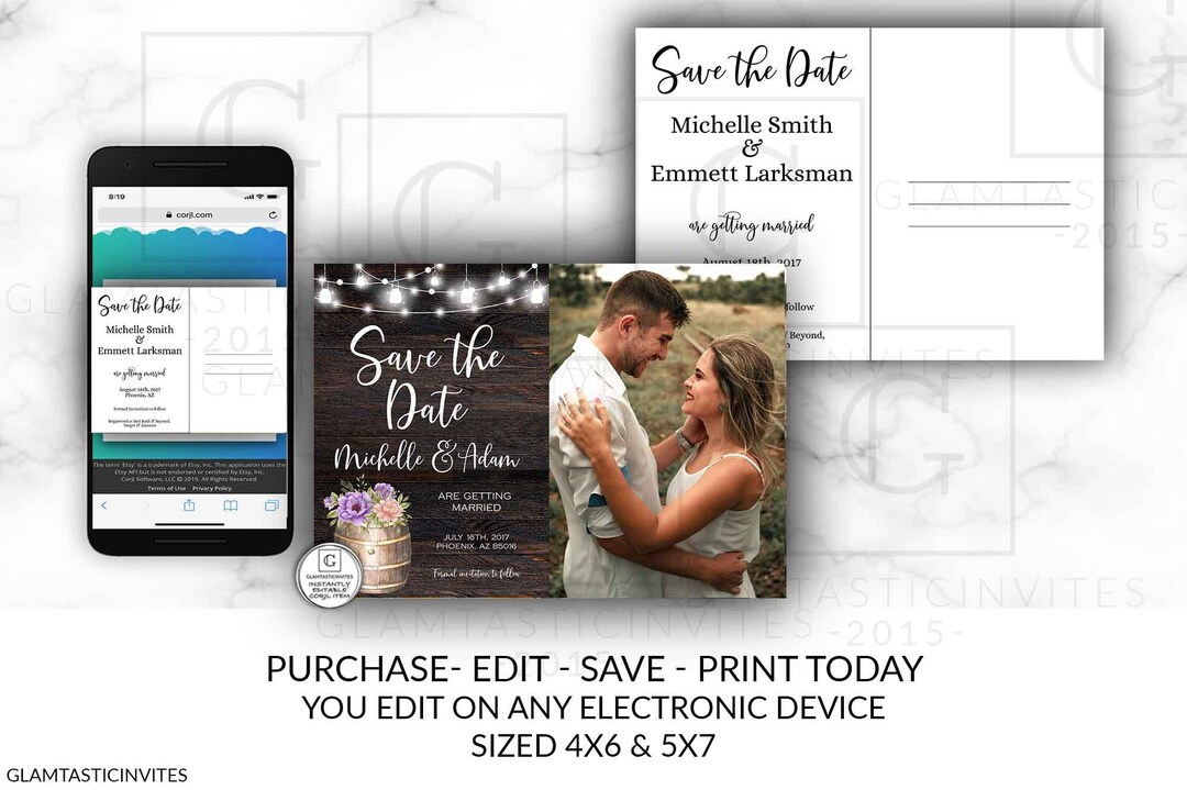 Rustic Save-the-dates, Printable Rustic Save the Date Template, Save ...