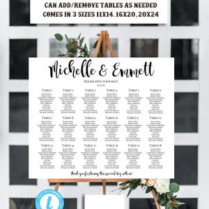 Wedding Seating Chart Template, Personalized Wedding Seating Chart, Script Wedding Seating Chart, YOU EDIT, Seating Chart Template, Template image 2