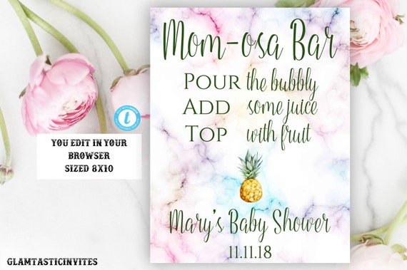 Mom-osa Baby Shower Sign Template Momosa Baby Shower Sign - Etsy