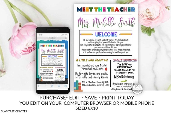 Meet the Teacher Template, Welcome back to school note, Parent Teacher Form, Teacher Template, Teachers Newsletter, School Newsletter, DIY Il_570xn