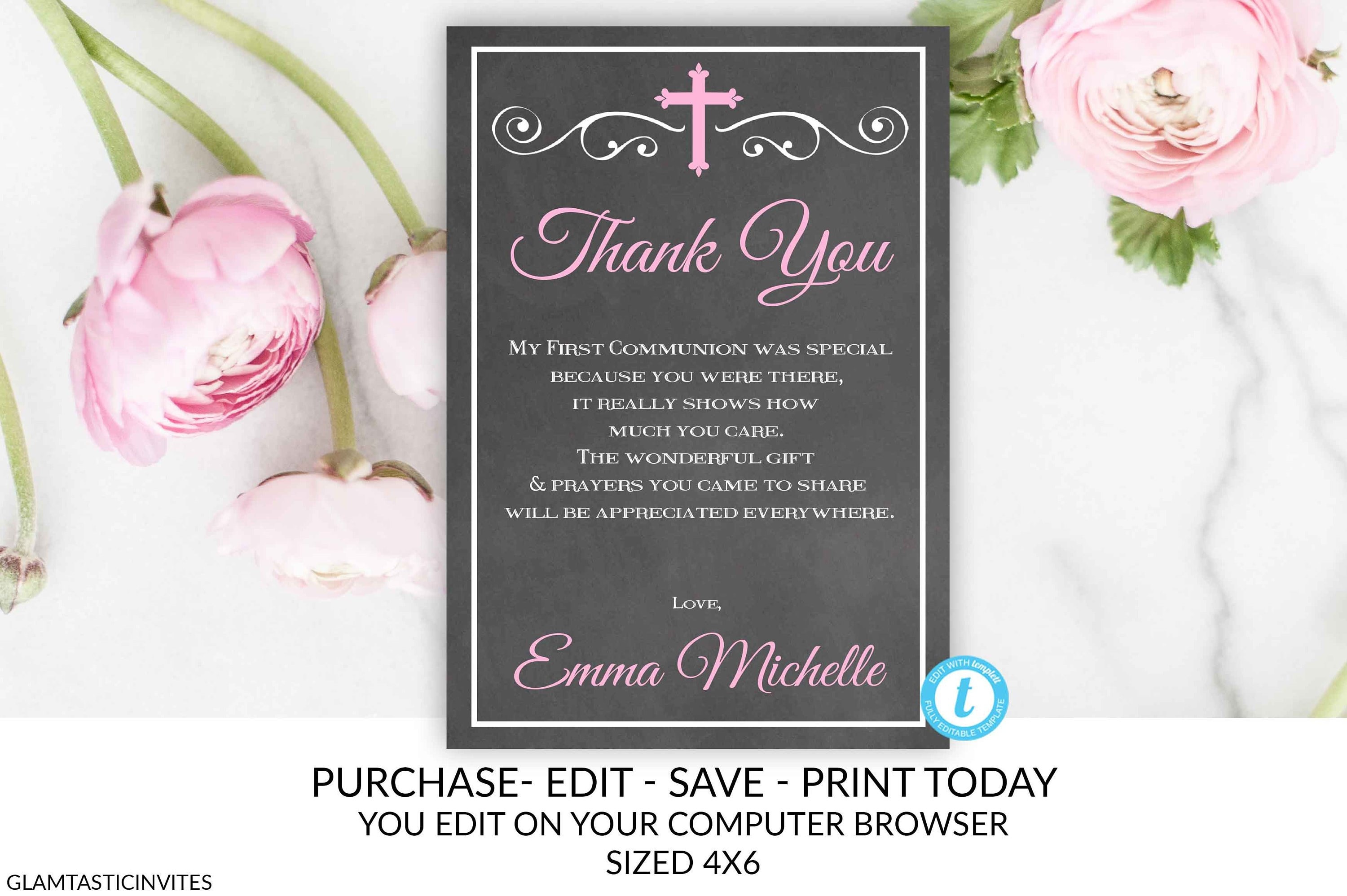 What To Write In A First Communion Thank You Card