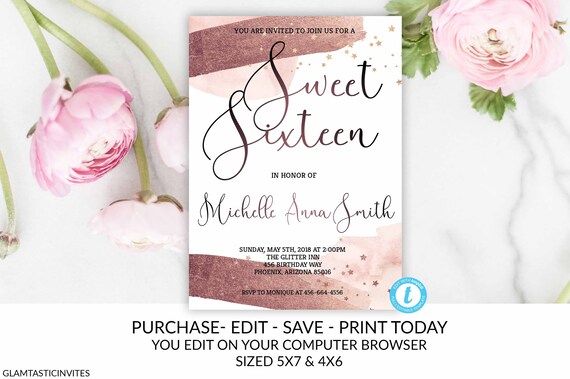 sweet sixteen birthday invitation