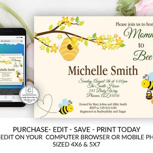 Bee Baby Shower Invitation Editable Printable Online Electronic Bee Baby Shower Template DIY Baby Shower Invite Cheap Gender Neutral Edit image 9