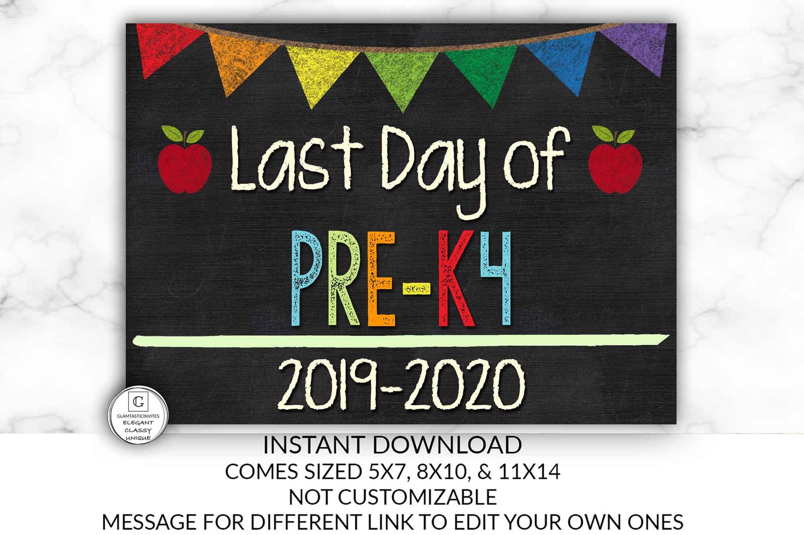 Last Day of School Sign First Day of Prek4 Sign 2019 2020 Etsy