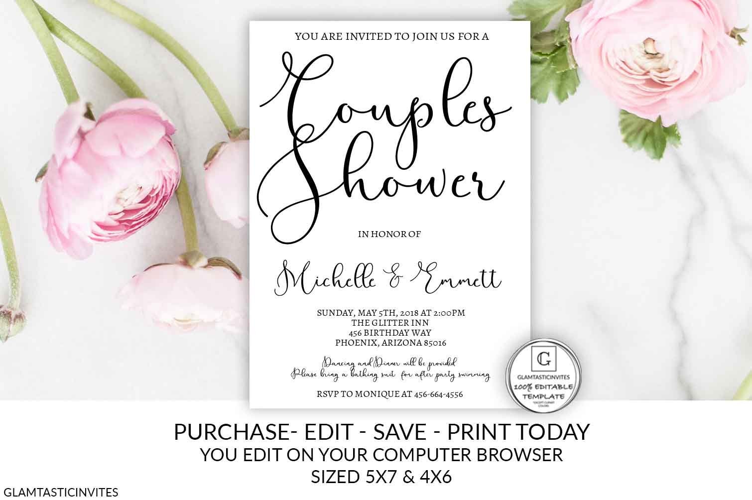 Couples Shower Invitation Editable Printable Couples Shower | Etsy