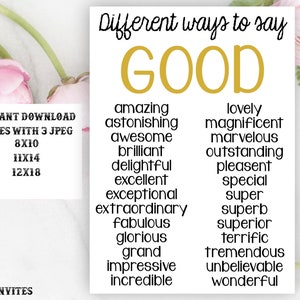 Classroom Decor, Teacher Decor, Different Ways to Say Good, Teacher Gift, Educational Decor, Classroom Decoration, English Class Poster Sign