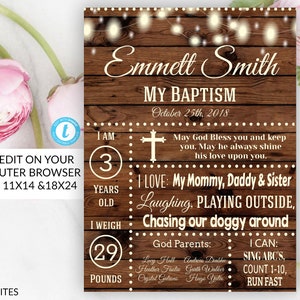 Rustic Baptism Milestone Sign, Country Vintage Baptism Milestone Sign, Milestone Sign, Milestone Sign Template, Any Event, You Edit, Baptism
