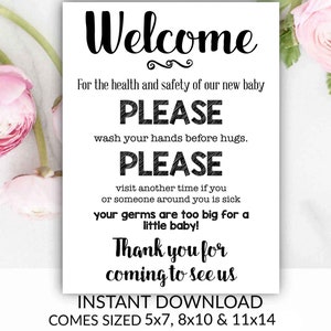 Waschen Sie Ihre Hände Zeichen, neue Baby-Zeichen, bitte waschen Sie Ihre Hände, Instant Download, Sie drucken, waschen Hände Zeichen, Haustür Zeichen