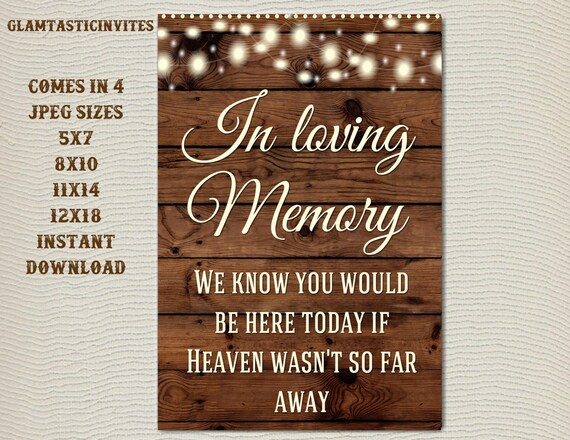 Printable Wedding Sign In Loving Memory Sign Rustic Wedding Etsy