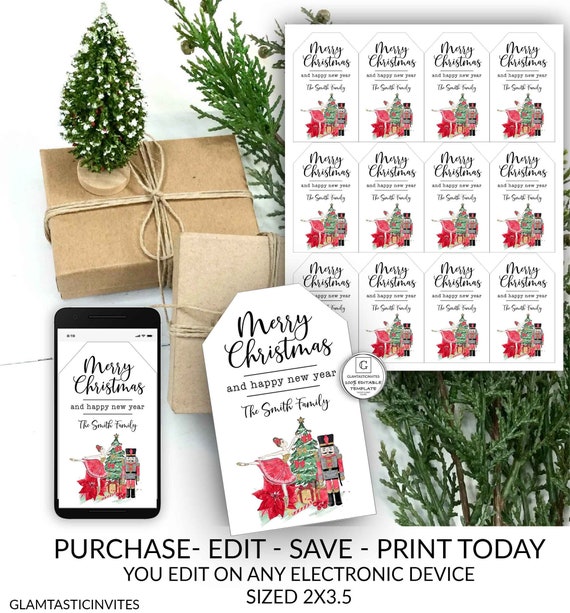 Personalizable Christmas Gift Tags, Printable Christmas Tags, Editable Christmas Template, Instant Download, Gift Favor, Nutcracker Gift Tag Il_570xn