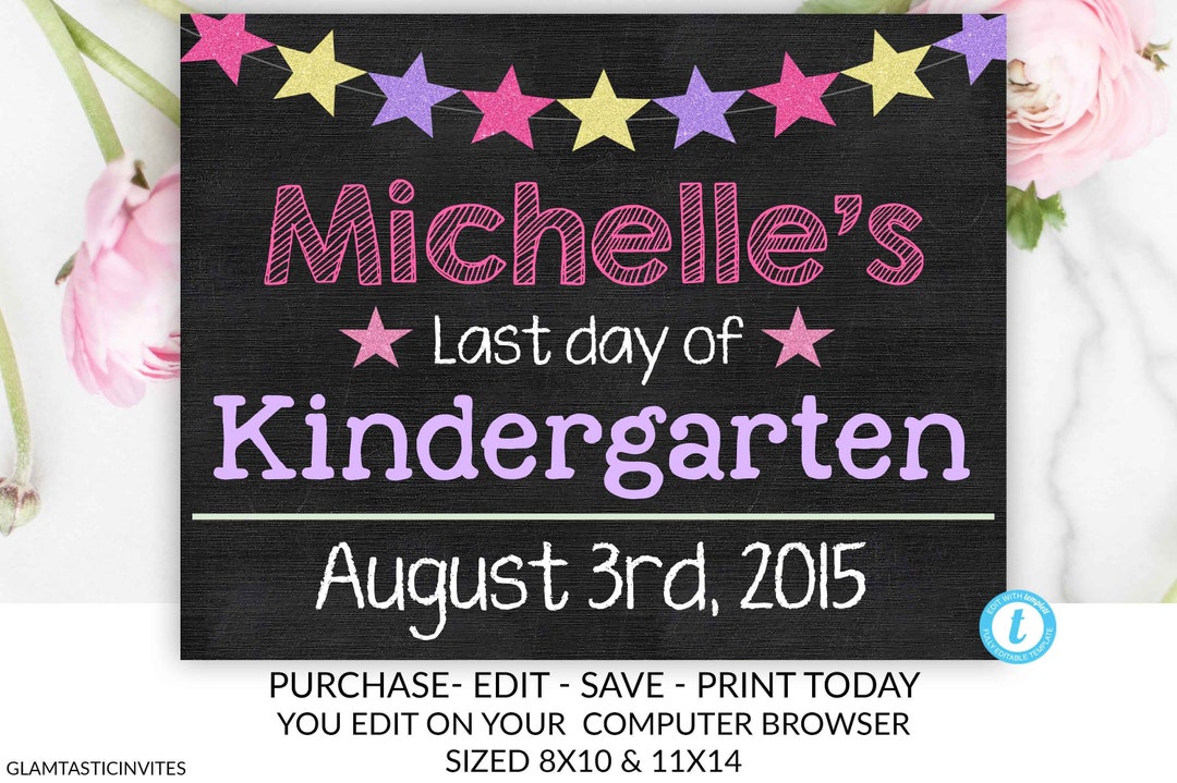 Last Day of School Sign Chalkboard Template, Instant Download, Last Day ...