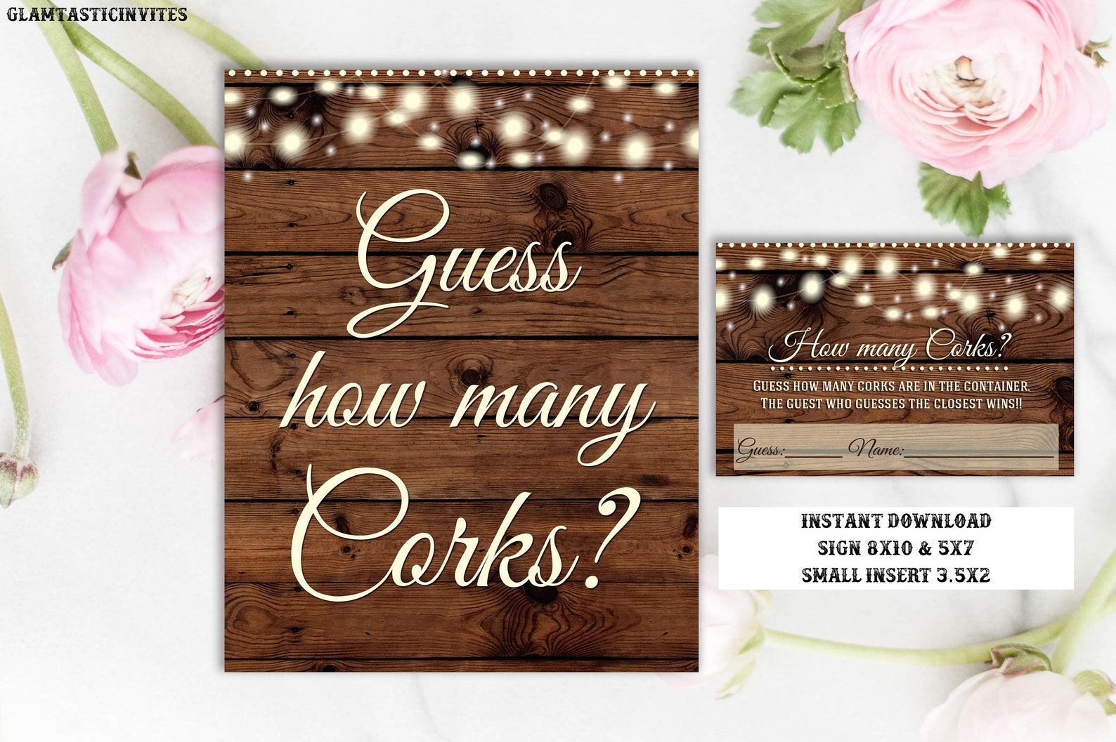 How Many Corks Game Guess How Many Corks Rustic Shower Game Etsy