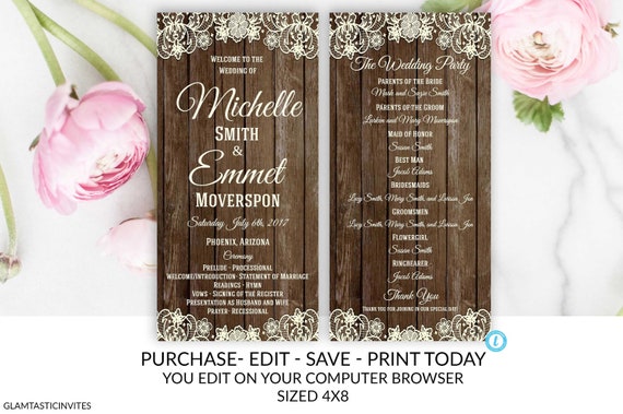 Wedding Programs Rustic Online Wedding Programs Cheap Wedding